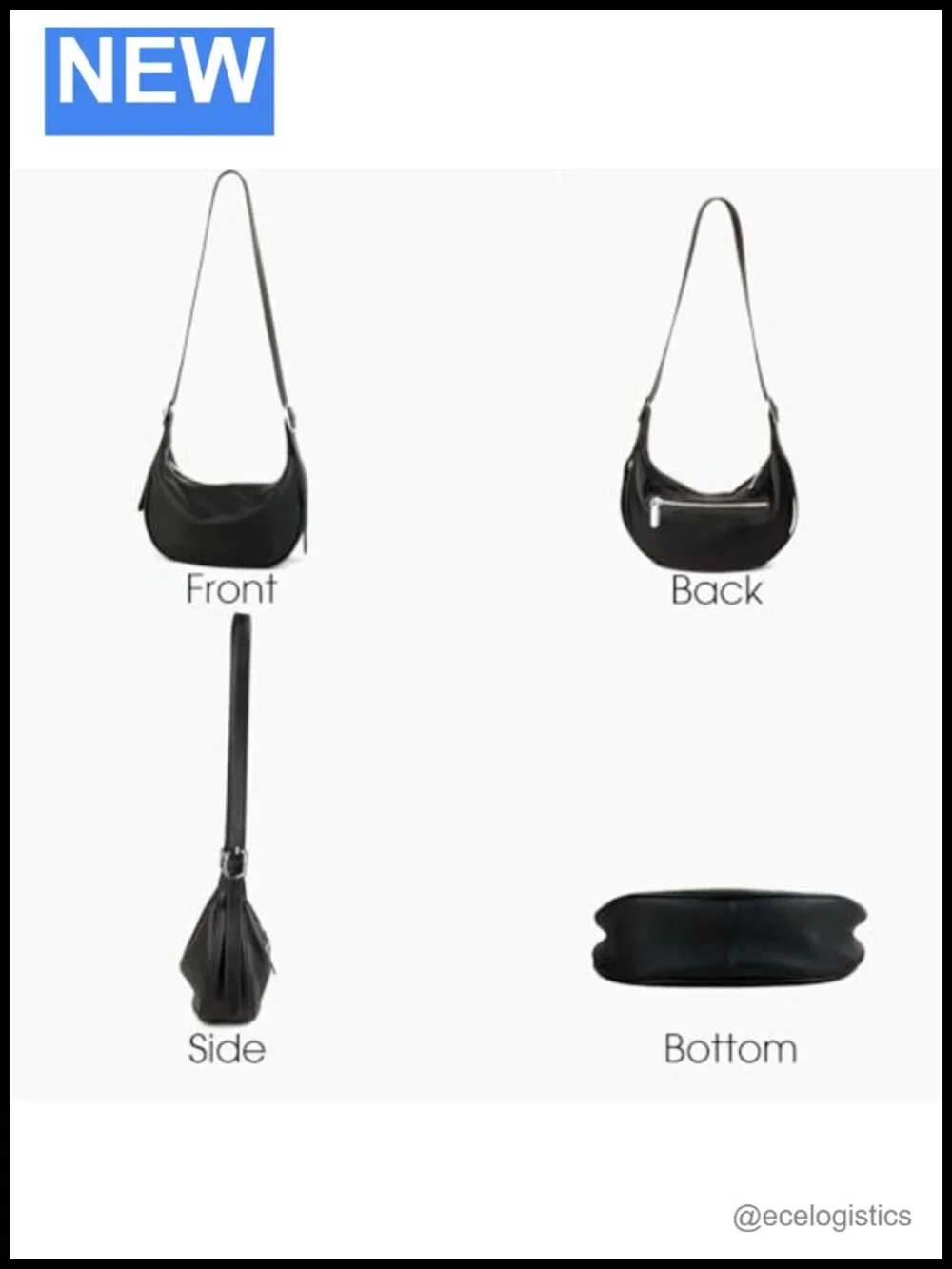 Full Grain Real Leather Hobo Bag Women Crossbody Shoulder Purse